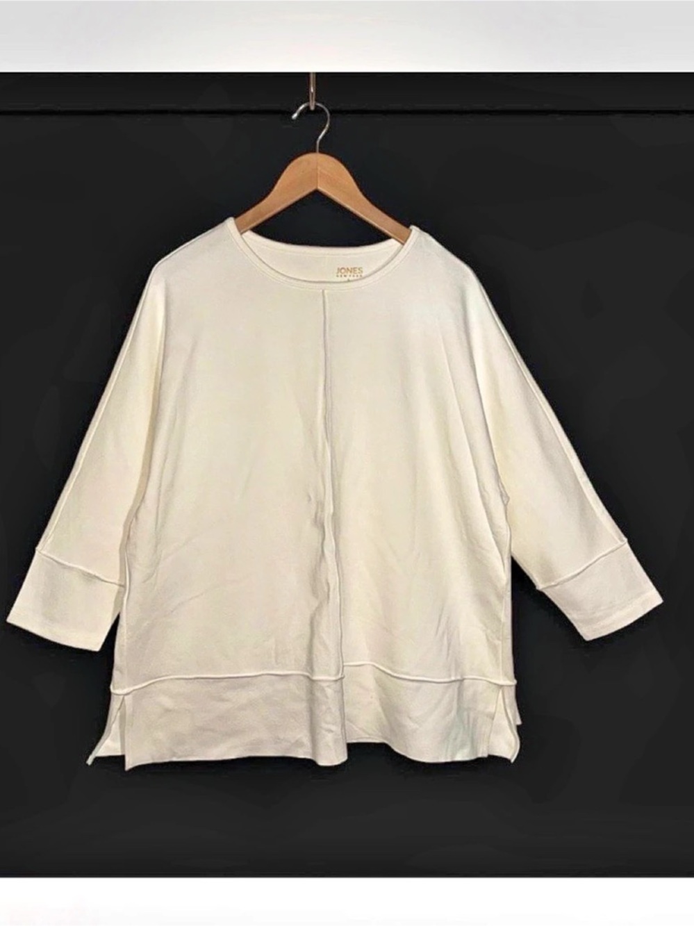Jones New York Serenity Knit Seam Detail Top Tunic White Large